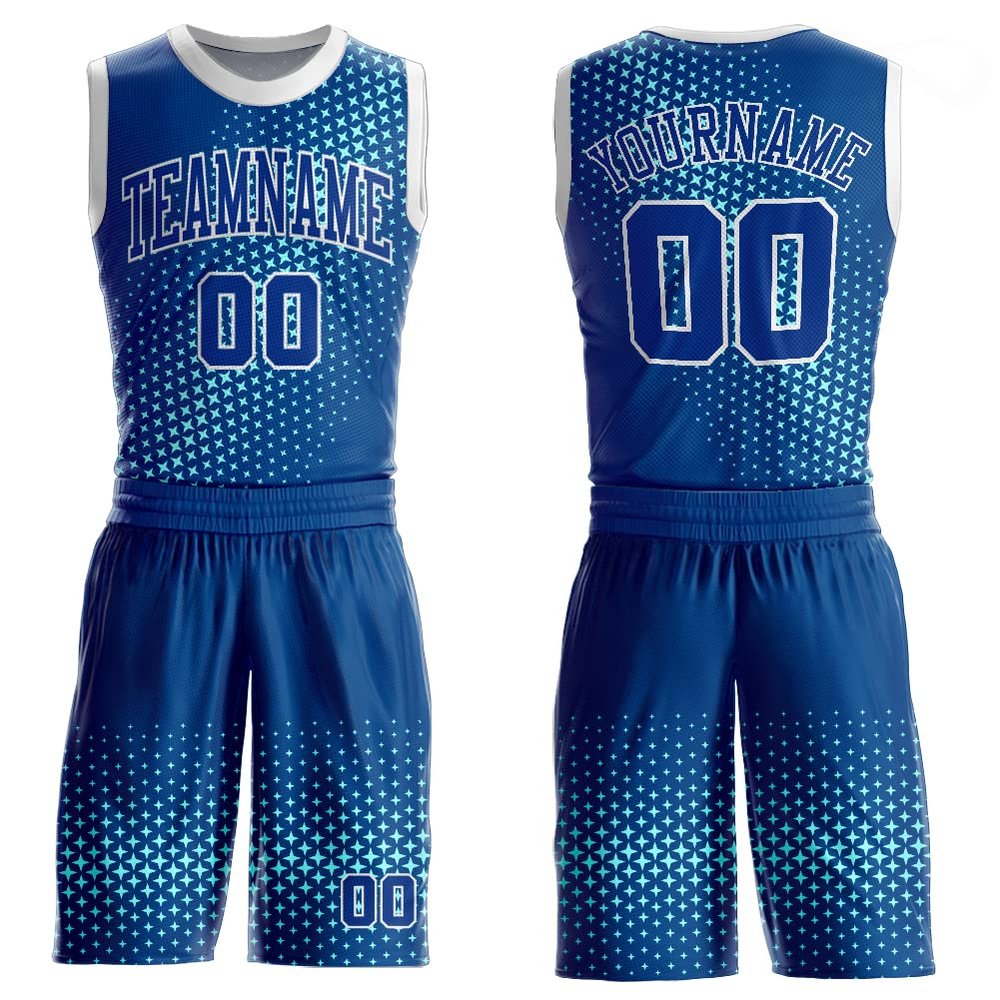 Custom Unisex Blue White Basketball Jerseys for Women Men Youth, Design Your Own Sports Team Uniforms, Personalized Casual Shirts and Shorts Sets with Logo Name Number Print