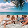 Abstract Stripes Beach Blanket Large with Stakes Waterproof Sandproof Beach Mat with Corner Pockets for Outdoor Travel Camping Hiking Picnic,Retro Minimalist Geometric Lattice Stripes 84"x108" view 3