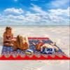 4th of July Beach Blanket Oversized with Stakes Waterproof Sandproof Beach Mat with Corner Pockets for Outdoor Travel Camping Hiking Picnic Essentials,Geometric Red Blue Star Stripes Flag 118"x108" view 2