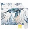 Sea Turtle Beach Blanket Large with Stakes Waterproof Sandproof Beach Mat with Corner Pockets for Outdoor Travel Camping Hiking Picnic Essentials,Blue Ocean Beach Coastal Coral Seaweed Fish 84"x108" view 1