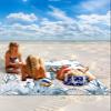 Sea Turtle Beach Blanket Large with Stakes Waterproof Sandproof Beach Mat with Corner Pockets for Outdoor Travel Camping Hiking Picnic Essentials,Blue Ocean Beach Coastal Coral Seaweed Fish 84"x108" view 2