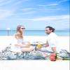 Sea Turtle Beach Blanket Large with Stakes Waterproof Sandproof Beach Mat with Corner Pockets for Outdoor Travel Camping Hiking Picnic Essentials,Blue Ocean Beach Coastal Coral Seaweed Fish 84"x108" view 4
