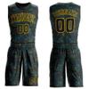 Black Blue Yellow Basketball Jersey Suits Red Blue Design Sportswear for Youth Boys Men Women Girls Personalized Team Uniform Shirts & Shorts Sets with Name Number Logo Print Front and Back view 1