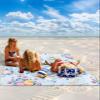 Flower Birds Beach Blanket Large with Stakes Waterproof Sandproof Beach Mat with Corner Pockets for Outdoor Travel Camping Hiking Picnic Essentials,Elegant Blue Florals Spring Summer Plant 84"x108" view 2
