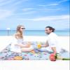 Flower Birds Beach Blanket Large with Stakes Waterproof Sandproof Beach Mat with Corner Pockets for Outdoor Travel Camping Hiking Picnic Essentials,Elegant Blue Florals Spring Summer Plant 84"x108" view 4