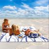 Forest Tree Bird Beach Blanket Large with Stakes Waterproof Sandproof Beach Mat with Corner Pockets for Outdoor Travel Camping Hiking Picnic Essentials,Navy Blue Branch Modern Simple White 83"x79" view 2