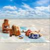 Gradient Marble Beach Blanket Large with Stakes Waterproof Sandproof,Foldable Beach Mat with Corner Pockets for Outdoor Travel Camping Hiking Picnic Essentials,Modern Ombre Teal Turquoise Gold 95"x80" view 2