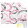Contemporary Beach Blanket Large with Stakes Waterproof Sandproof Beach Mat with Corner Pockets for Outdoor Travel Camping Hiking Picnic Essentials,Round Pink Grey Circles Minimalist White 83"x79" view 1