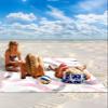Contemporary Beach Blanket Large with Stakes Waterproof Sandproof Beach Mat with Corner Pockets for Outdoor Travel Camping Hiking Picnic Essentials,Round Pink Grey Circles Minimalist White 83"x79" view 2