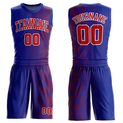 Custom Basketball Jersey Suits Blue Red Print Logo Team Name Number Personalized Sports Shirt and Shorts Set for Men Women Youth Boys Girls