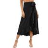 ODIZLI Black Long Skirt for Women Wrap Around Skirt Spring Summer High Waist Ruffle A Line Long Maxi Skirt Ruffle Skirt for Beach Attire Evening Party Prom Gown Vacation Holiday Resort Skirt Black L view 1