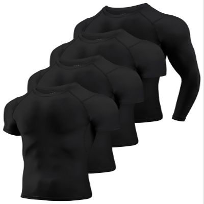 Niksa 2/4/5 Pack Compression Shirts for Men, Short/Long Sleeve Athletic Rash Guard Base Layer Undershirt Gear Workout T Shirt Men's Compression Shirts for Sports