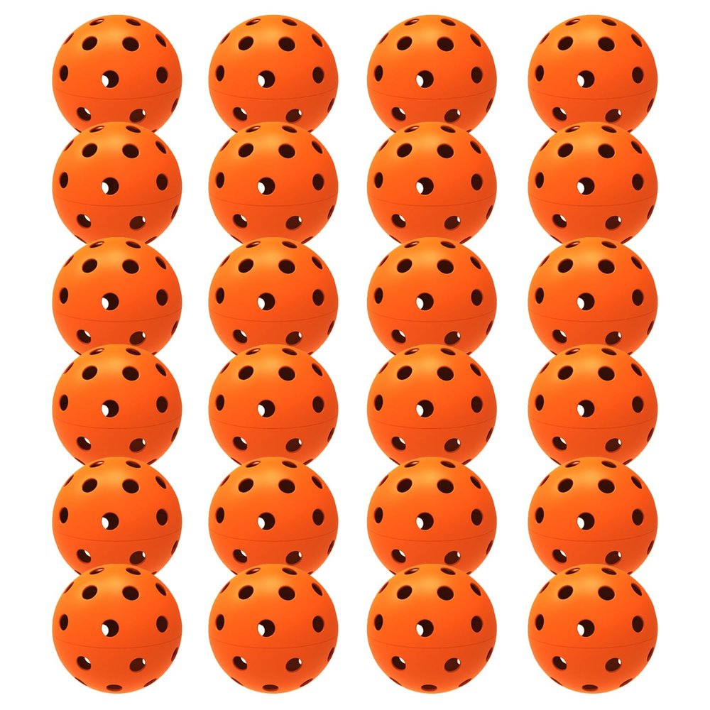 Spunspon 24 Pack Pickleball Balls, 40 Holes Outdoor Pickleballs, High Elasticity & Durable Pickle Balls for All Style Pickleball Paddles(Orange)