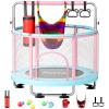 FitinOne 55" Toddler Mini Trampoline for Kids, Indoor Outdoor Toys with Swing, 440lbs Baby Kids Trampoline, Gymnastics Bar, Birthday Gifts for Boy Girl Age 1-8 view 1