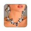 Unicra Black Jewelry Set Rhinestone Necklace Earrings Sets Indian Prom Formal Costume Jewelry for Women and Brides (Silver Plated - Black) view 1