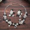 Unicra Black Jewelry Set Rhinestone Necklace Earrings Sets Indian Prom Formal Costume Jewelry for Women and Brides (Silver Plated - Black) view 2