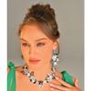 Unicra Black Jewelry Set Rhinestone Necklace Earrings Sets Indian Prom Formal Costume Jewelry for Women and Brides (Silver Plated - Black) view 3