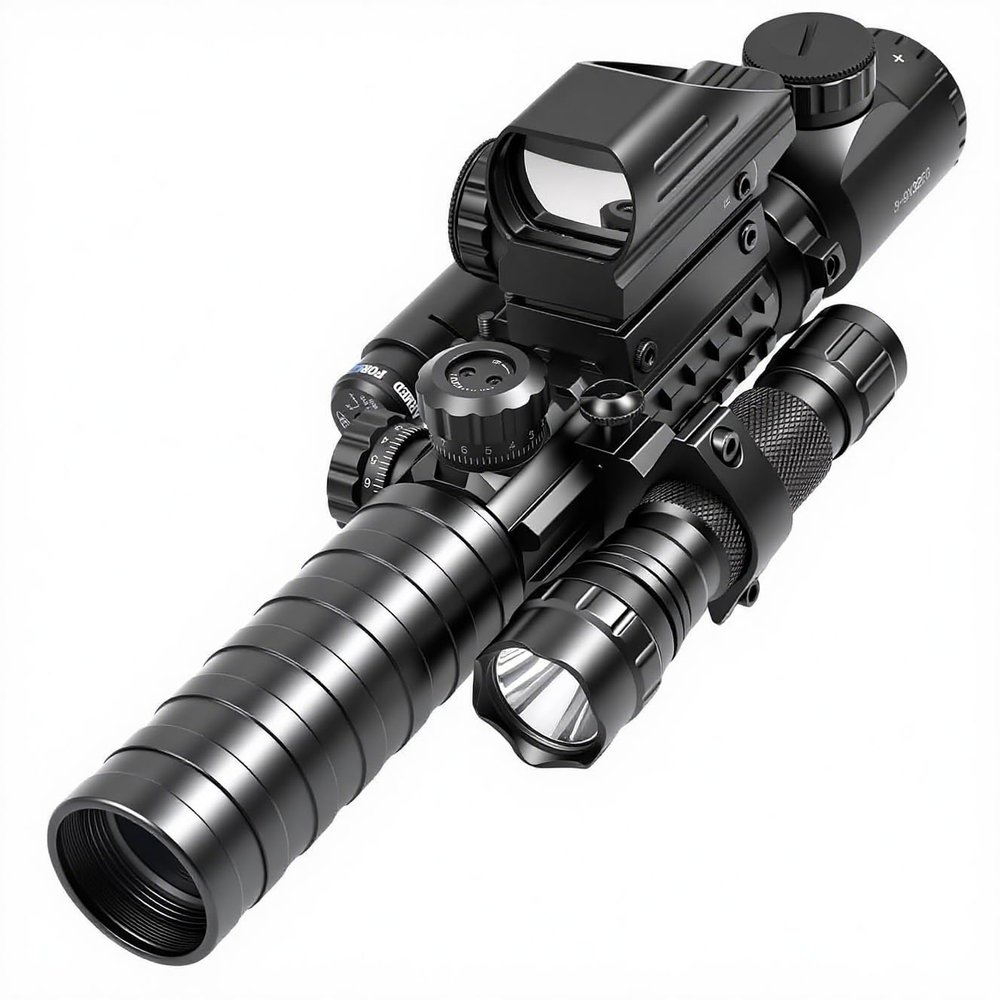 WIPBOTEN Riflescope 3-9x32 Hunting Optics with Red Laser 11 / 20mm Rail Optic