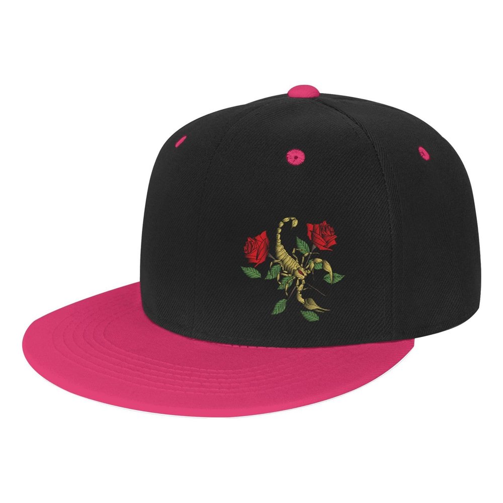 MULIHU Scorpion and Rose Snapback Hat Flat Bill Hat Baseball Cap for Men Women Flat Brim Hats