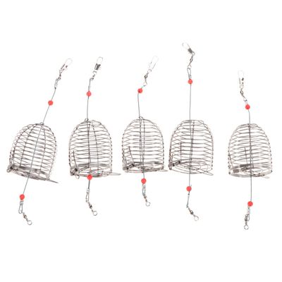 Anneome 8pcs Portable Fishing Bait Cages Stainless Steel Lure Cage Fish Basket for Fishing Lovers