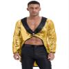 Hularka Men's Magic Shows Costume Sparkly Sequin Tailcoat One-Button Tuxedo Jackets Outerwear Gold 3X-Large view 1