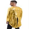 Hularka Men's Magic Shows Costume Sparkly Sequin Tailcoat One-Button Tuxedo Jackets Outerwear Gold 3X-Large view 2