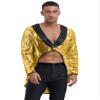 Hularka Men's Magic Shows Costume Sparkly Sequin Tailcoat One-Button Tuxedo Jackets Outerwear Gold 3X-Large view 3