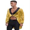 Hularka Men's Magic Shows Costume Sparkly Sequin Tailcoat One-Button Tuxedo Jackets Outerwear Gold 3X-Large view 4