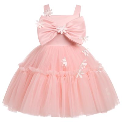 Baby Girls Dress: Baby Girls Tutu Dress Summer Spring Backless Princess Pageant Wedding Birthday Party Dresses Ruffle Tulle Bowknot Sundress Flower Girl Dresses for Babies Peach & Flower 2-3T