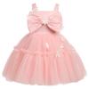 Baby Girls Dress: Baby Girls Tutu Dress Summer Spring Backless Princess Pageant Wedding Birthday Party Dresses Ruffle Tulle Bowknot Sundress Flower Girl Dresses for Babies Peach & Flower 2-3T view 1