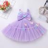 Baby Girls' Special Occasion Dresses: Toddler Tutu Dress Summer Spring Princess Pageant Wedding Birthday Party Ruffle Tulle Bowknot Flower Girl Dresses for Babies Purple & Butterfly 3-4T view 2