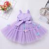 Baby Girls' Special Occasion Dresses: Toddler Tutu Dress Summer Spring Princess Pageant Wedding Birthday Party Ruffle Tulle Bowknot Flower Girl Dresses for Babies Purple & Butterfly 3-4T view 4