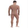 Freebily Mens One Piece Full Bodysuit Mock Neck Long Sleeve Unitard Textured Stripe Jumpsuits Shapeweawr Khaki X-Large view 2