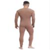 QinCiao Mens One Piece Muscle Bodysuit Mock Neck Long Sleeve Unitard Full Bodywear Jumpsuits Khaki X-Large view 2