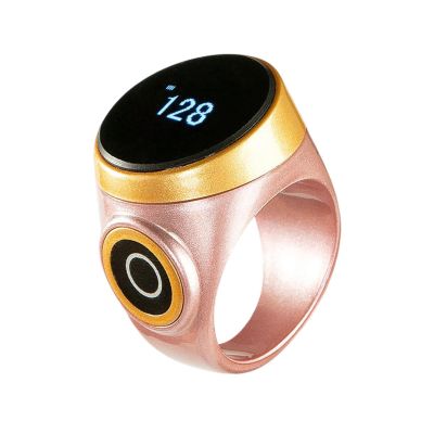 Makamsui Smart Ring Counter Electronic Hand Tally Counter Count Clicker, Waterproof Digital Display Finger Counter Rechargeable for Islamic Muslims, Golf, Goods Counting, Knitting Rose Gold