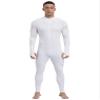 Agoky Mens One Piece Textured Stripe Full Bodysuit Costume Legging Long Sleeve Unitard Full Jumpsuits White XX-Large view 1