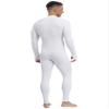 Agoky Mens One Piece Textured Stripe Full Bodysuit Costume Legging Long Sleeve Unitard Full Jumpsuits White XX-Large view 2