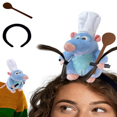 Kobataro Rat Headband Costume Spoon Hair Clip Set Shoulder Plush Toy Costume Accessories Stuffed Animal Gifts for Kids Adults