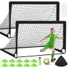 2 Soccer Goal of 4X3 FT for Backyard, Portable Football Goal Training Equipment with Soccer Ball, 10 Football Cones, Carry Bag, Practice Net for Youth Games, Sports - Black view 1