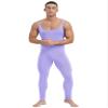 QinCiao Mens One Piece Stretchy Bodysuits Long Pants Textured Stripe Stretchy Jumpsuits Costume Lavender X-Large view 1