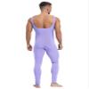 QinCiao Mens One Piece Stretchy Bodysuits Long Pants Textured Stripe Stretchy Jumpsuits Costume Lavender X-Large view 2