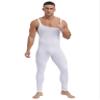 Zaldita Mens Sleeveless Jumpsuits Unitard Long Pants One Piece Square Neck Sleeveless Stretchy Bodysuits White X-Large view 2