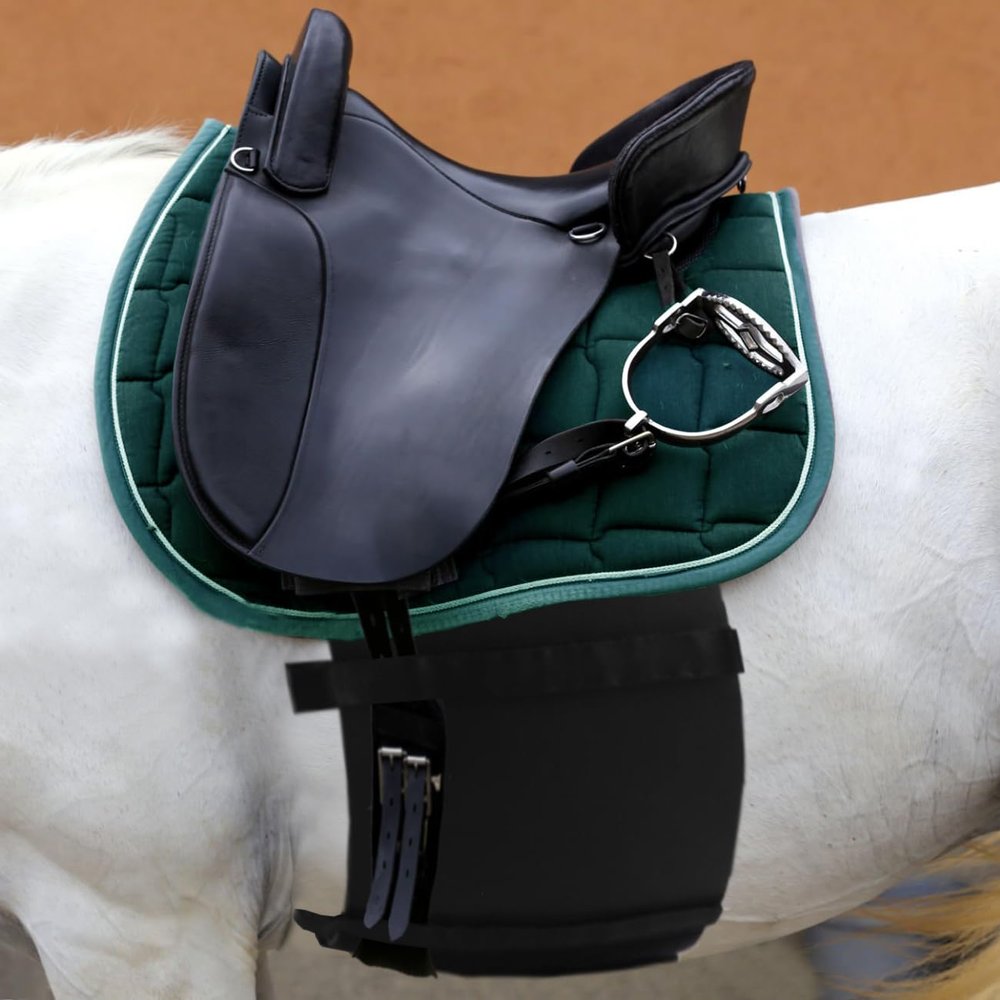 DayoVortex Black Horse Belly Guard Cover for Protecting Abdomen from Spurs and Injured Skin Comfortable Belly Band Breathable Horse Spurs Band Full Size (L) Width:30CM