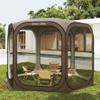 East Oak Screen House Tent Pop-Up, Portable Screen Room Canopy Instant Screen Tent 10 x 10 FT with Carry Bag for Patio, Backyard, Deck & Outdoor Activities, Brown view 1