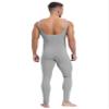 QinCiao Mens One Piece Stretchy Bodysuits Long Pants Textured Stripe Stretchy Jumpsuits Costume Light Gray X-Large view 2
