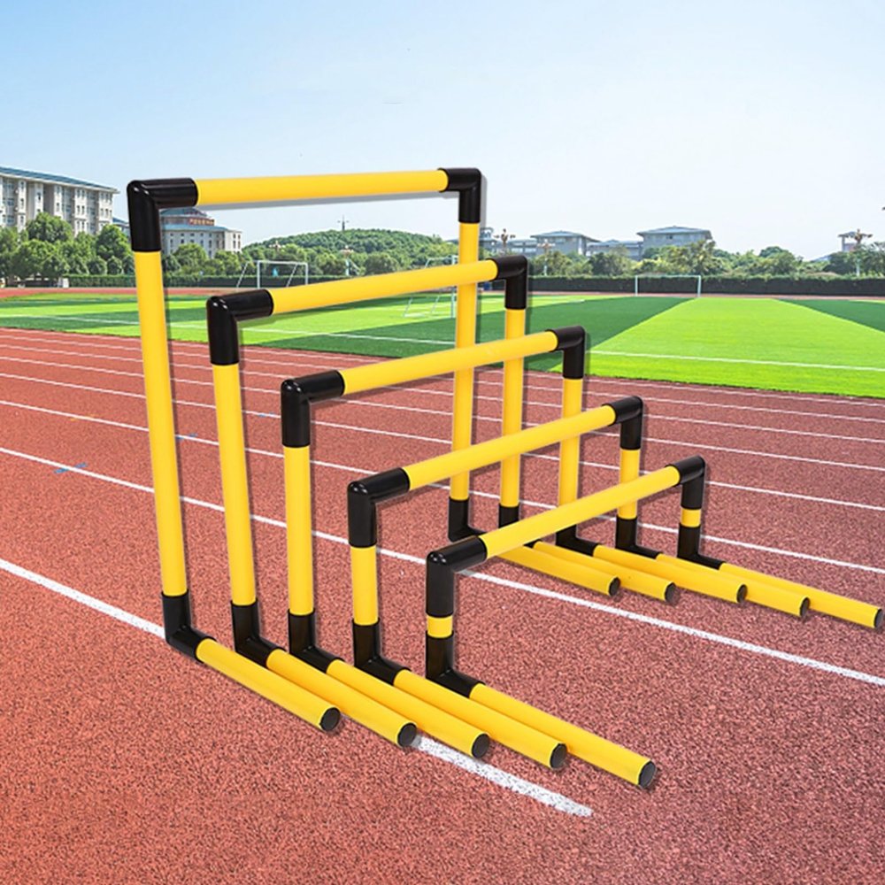 EliteBloom Set of 5 Soccer Training Hurdles, PVC Pipe Hurdles Equipment Easy to Assemble, Lightweight Speed Agility Practice Hurdles for Track and Field (Yellow)