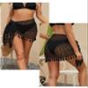 Black Swimwear Cover Up Crochet Sarong,Sexy Fashion Beach Hand Crochet Shawl Capelet Fishnet Net Skirt.(SJJ42-Black 3) view 2