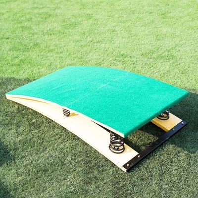 EliteBloom Portable Curved Spring Board with Steel Spring & Non-Slip Jump Pad, Ergonomic Vault for Vaulting/Training/Fitness (Green 9 Springs120X60X26Cm)