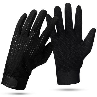 Croloose Summer Horse Riding Gloves Stretchable Equestrian Gloves Horseback Riding Gloves Mesh Breathable Lightweight Comfortable Gloves for Riding Women Men, Black