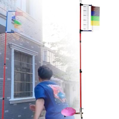 Adjustable Height Vertical Jump Trainer, 4.3-11.8ft Metal Gym School Vertical Leap Measurer, Sport Athletes Training Vertical Jump Tester, Vertical Jump Measurement Tool with Colorful Vane